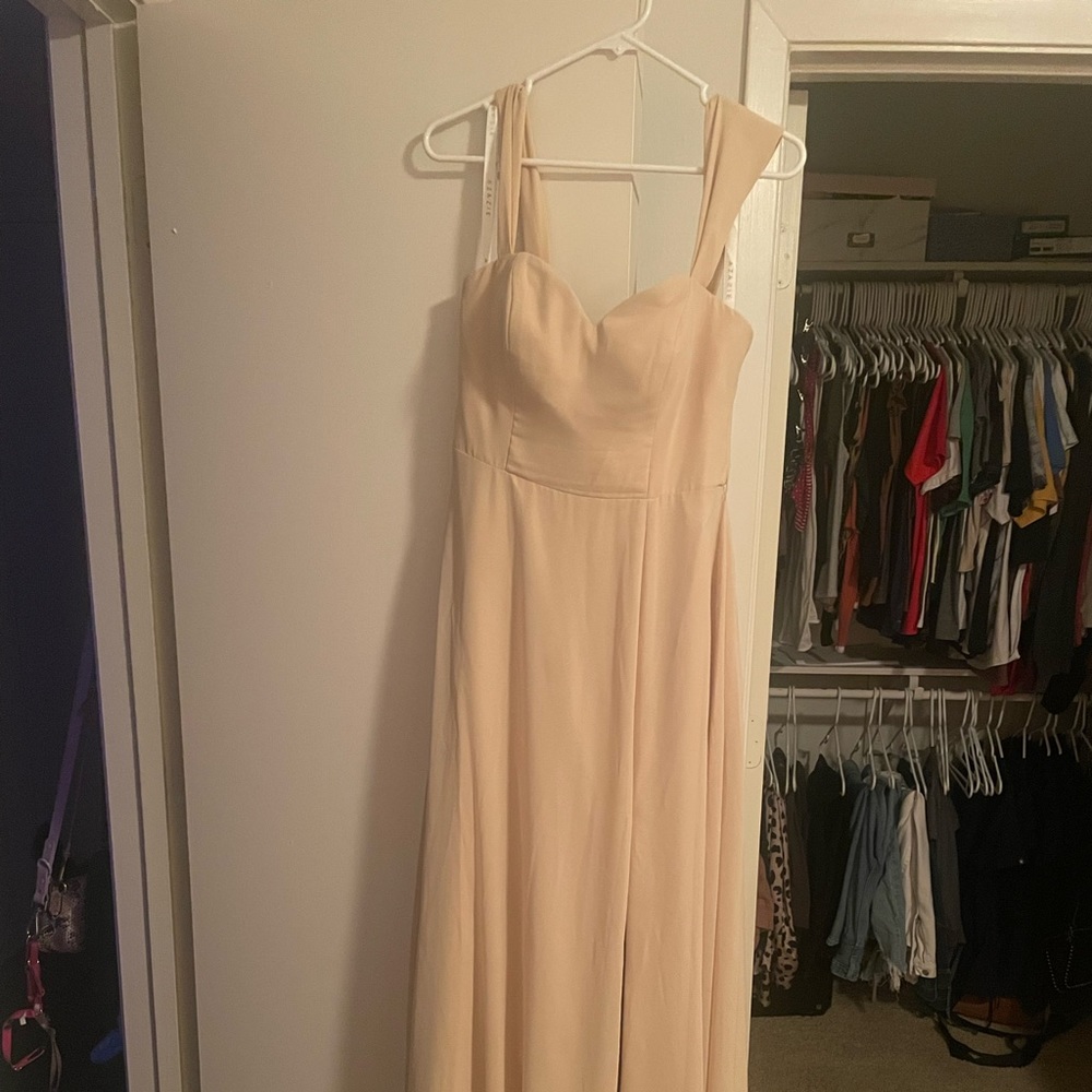Azazie Aaron Bridesmaid Dress- champagne, size 8